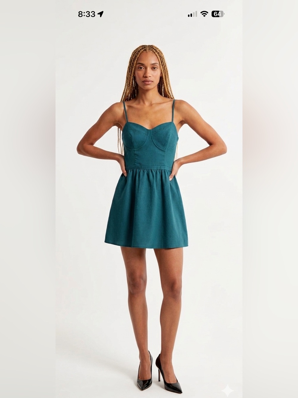 Green Lined Pinstriped Mini Dress